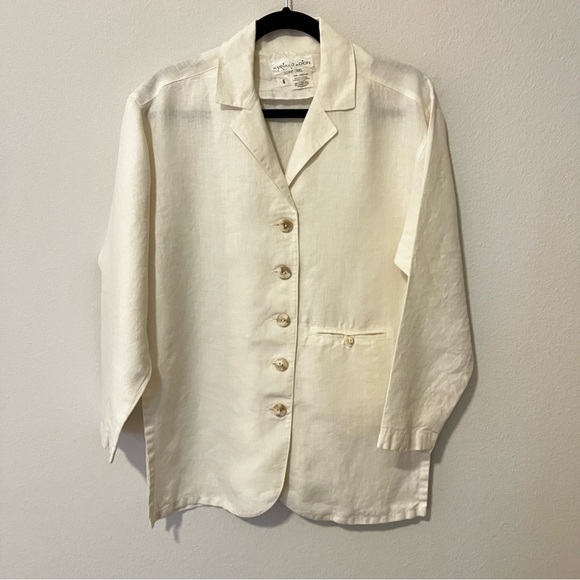 Kyriako & Dion by Stephan Caras Vintage Linen Button-up Oversized Jacket Tunic 6 - Picture 2 of 8